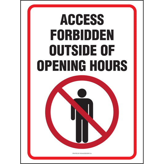Access Forbidden Outside of Opening Hours