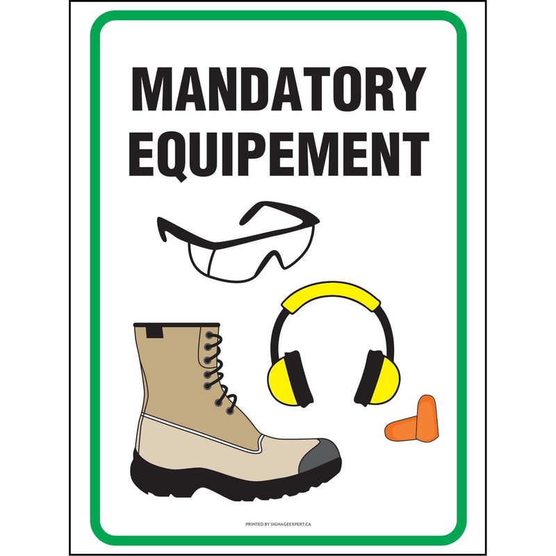 Mandatory Safety Equipment (Boots, Safety goggles & Ear Protection)