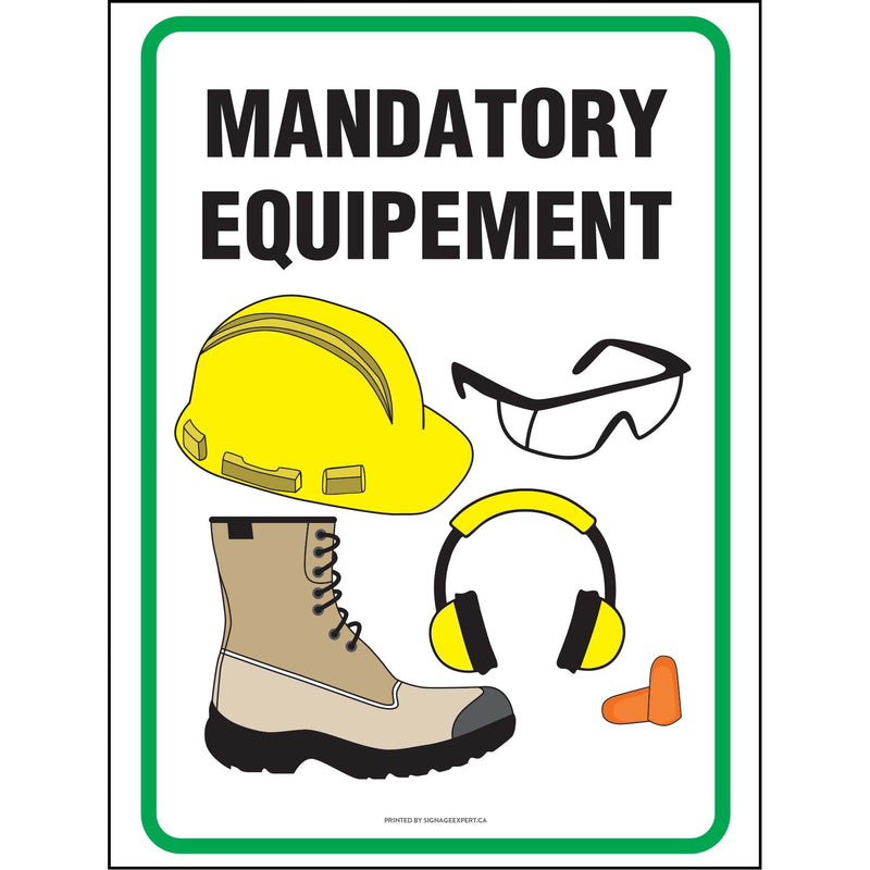 Mandatory Safety Equipment (Helmet, Boots, Safety goggles & Ear Protection)