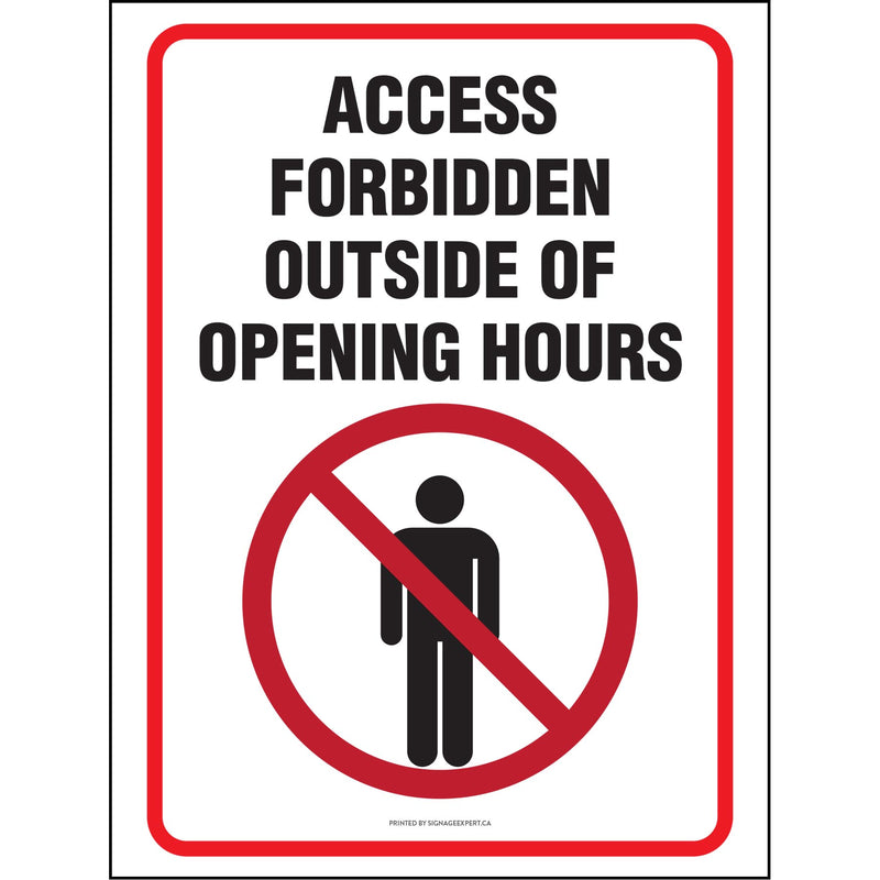 Access Forbidden Outside of Opening Hours